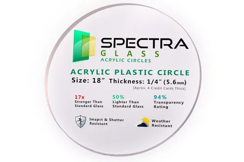 Miniatura 46 de Spectra Glass Círculo redondo acrílico transparente transparente de 22 pulgadas de diámetro y 1/4 pulgadas de grosor con máscara de película