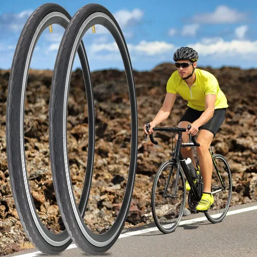 Miniatura 7 de Paquete de 2 neumáticos plegables 700x28C para bicicleta de carretera, 700C, neumáticos de repuesto con cuentas plegables, resistentes a pinchazos