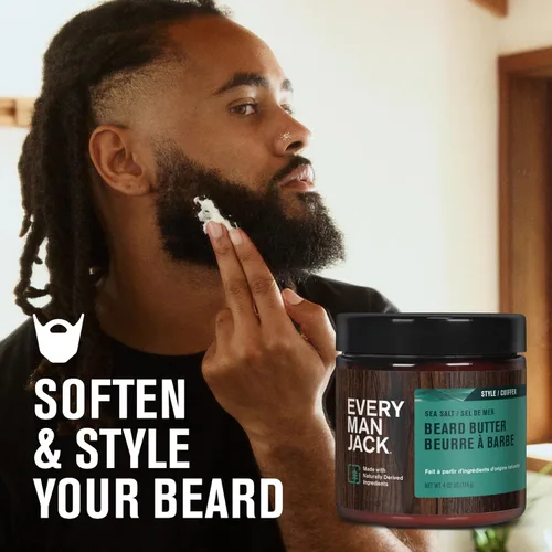 Miniatura 2 de Every Man Jack Mantequilla para barba, fragancia sutil de sal marina, hidrata y estiliza las barbas rebeldes mientras alivia la picazón, derivada