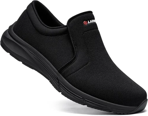 Miniatura 8 de LARN SAFETY Zapatos antideslizantes para hombre, para servicio de alimentos, zapatos de trabajo, impermeables, antideslizantes, para cocina, Negro
