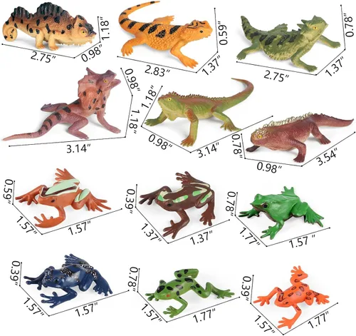 Miniatura 2 de 12 figuras de animales reptiles y lagartos, mini plástico realista de sangre fría, rana anfibia, camaleón, selva, selva, selva, juguetes educativos