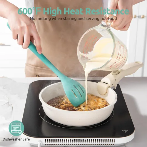 Miniatura 3 de Cucharas de silicona resistentes al calor de 600ºF: U-Taste Herramienta de cocina sólida y ranurada de 13.3 pulgadas, utensilio de goma largo