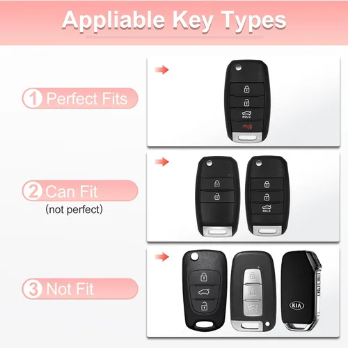 Miniatura 2 de Pangpai - Funda para llave de Kia en color rosa, funda de protección de TPU suave con llavero brillante compatible con Kia Sedona Rio Optima Soul