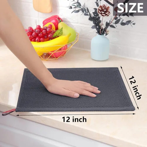 Miniatura 280 de Homaxy Trapos de cocina de 100% algodón, tejido de punto gofre, ultrasuaves, absorbentes y de secado rápido, 12 x 12 pulgadas, paquete de 6, blanco