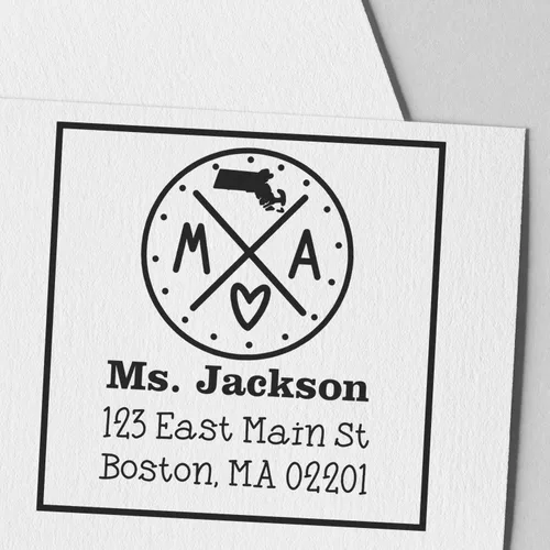 Miniatura 21 de Sello entintado moderno con nombre y dirección del estado de Alabama – Sello de dirección de devolución personalizado para invitaciones de despedida