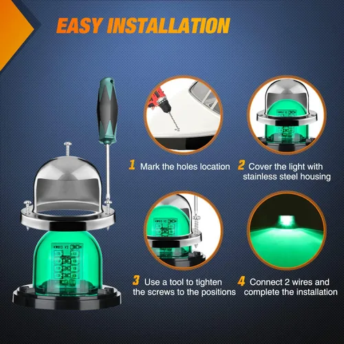 Miniatura 7 de Nilight Luz de navegación para barco marino, 2 unidades, 8 LED, rojo, verde, puerto LED, señales de estribor, luces de arco de 12 V, impermeables
