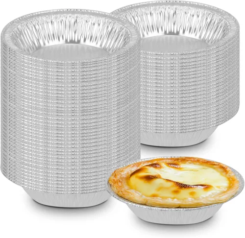 Moldes desechables de papel de aluminio para hornear de 4-1/4 pulgadas, moldes para tartas, sartén pequeña, fabricados en Estados Unidos (paquete de