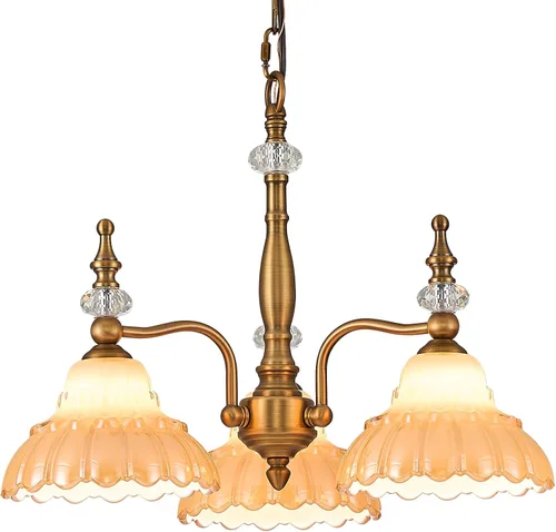 HDDFL Candelabro de 3 luces, lámpara moderna colgante para comedor, entrada, sala de estar, dormitorio, cocina, marrón y latón