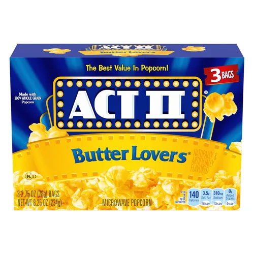 Act II, Palomitas de maíz para microondas, amantes de la mantequilla, 2.75 onzas (paquete de 3)