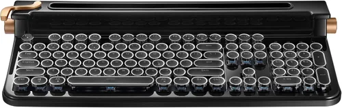 FINEDAY Teclado 2.0 Plus, 2.4G inalámbrico y Bluetooth, 104 teclas, interruptor azul, 5000 mAh, teclado mecánico retro con teclas coreanas/inglesas
