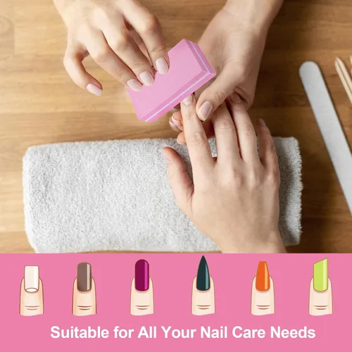 Miniatura 2 de Juego de pulidor de uñas profesional rosa, 30 piezas, uñas acrílicas y naturales, bloques de tampón de grano 100/180