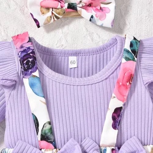 Miniatura 27 de Unutiylo Ropa de bebé recién nacida prematura con tirantes, traje de otoño e invierno, traje de manga larga con volantes