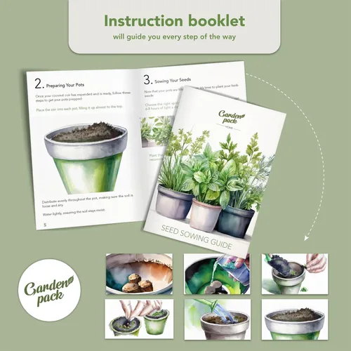 Miniatura 4 de Garden Pack Jardín de hierbas para ventana interior de 10 hierbas, incluye macetas, bandejas y tierra comprimida para un fácil cultivo de hierbas