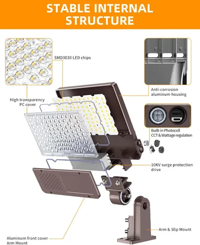 Miniatura 3 de Luz LED de estacionamiento de 150 W, 120 W, 90 W, ajustable, con certificación UL, 5700 K, 5000 K, 4500 K, sintonizable, 22500 lm luz comercial