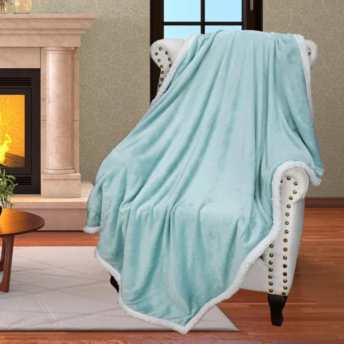 Miniatura 18 de Catalonia Manta Sherpa de Lana Azul Marino, Manta de Felpa de Visón Súper Suave para Sofá, Manta Mullida y Esponjosa para Cama y TV, Mantas Pesadas