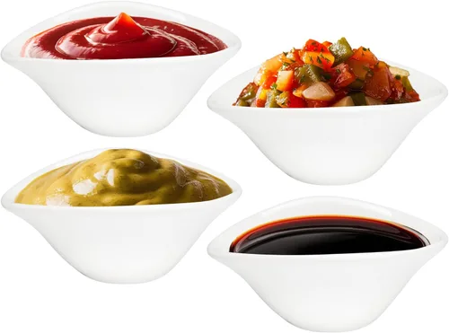 Miniatura 12 de Vikko Mini cuencos blancos, juego de 6 tazas de porcelana para salsa, cuencos para preparar cocinar, cuencos redondos apilables para especias, mini