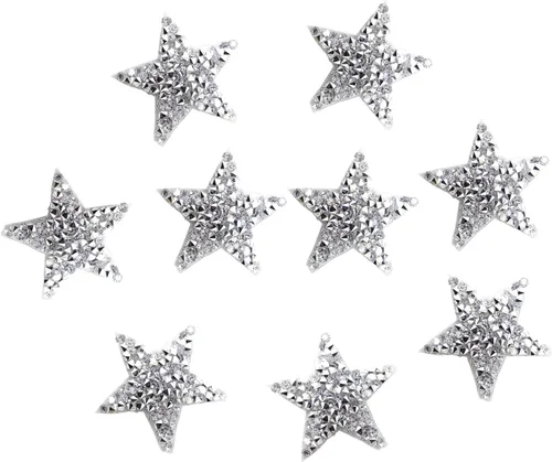Miniatura 8 de Honbay Parches de diamantes de imitación en forma de estrella, adhesivos termofusibles, apliques de reparación de ropa, parches de decoración