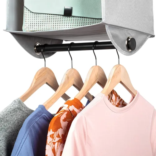 Miniatura 6 de HOLDN' STORAGE Organizador colgante de armario con barra de ropa, estantes colgantes de 3 estantes resistentes para ropa, suéteres y zapatos, unidad