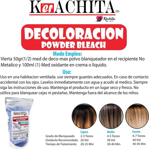 Miniatura 3 de Aclarador profesional para reflejos del cabello, decoloración, resaltado, balayage, kerachita en polvo, decolorante, azul, Deco-Max, Decoloracion