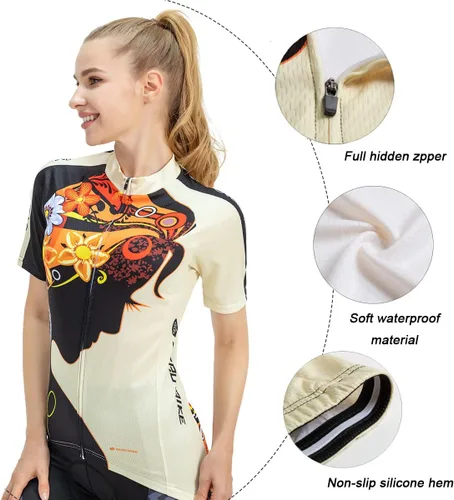 Miniatura 46 de Jersey de ciclismo para mujer, de manga corta, secado rápido, transpirable, para montaña.