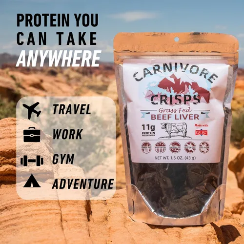 Miniatura 5 de Carnívore Crisps, patatas fritas de hígado de res alimentadas con pasto y terminadas, con alto contenido de proteínas, aprobadas para dieta
