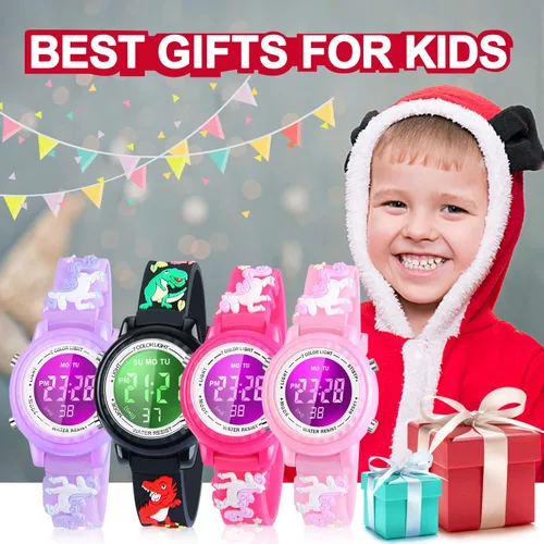 Miniatura 28 de Relojes LED impermeables para niños con alarma, juguetes para niños, regalos para niñas de 3 a 10 años