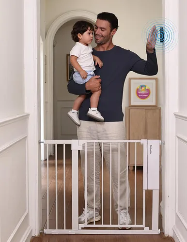 Miniatura 12 de Babelio Puerta de bebé inteligente de desbloqueo automático por infrarrojos para puertas y escaleras, puertas de cierre automático para perros