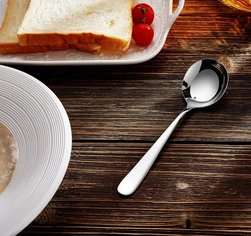 Miniatura 5 de KEAWELL Cucharas de sopa Louise premium de 7 pulgadas, acero inoxidable 18/10, aptas para lavavajillas (4)