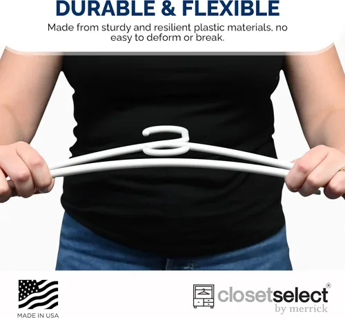 Miniatura 9 de Perchas de plástico ultra resistentes, fabricadas en Estados Unidos, colgador blanco pesado, colgador de plástico fuerte para chaquetas, pantalones