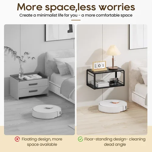 Miniatura 5 de Mesita de noche flotante, mesita de noche de madera, mesita de noche flotante para dormitorio, sala de estar, baño, cocina, oficina (negro)