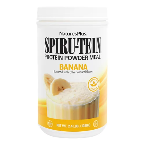 NaturesPlus SPIRU-TEIN, Banana - Batido de proteínas a base de plantas - Sin OMG, vegetariano, sin gluten, 32 porciones