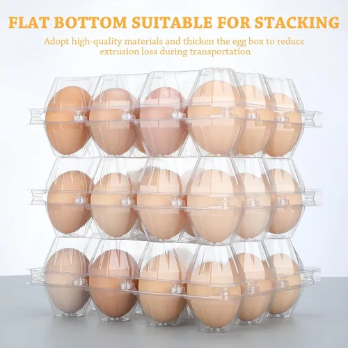 Miniatura 4 de 100 cajas de cartón de plástico para huevos a granel, 12 rejillas, bandeja transparente para huevos de gallina con etiquetas adhesivas, recipiente