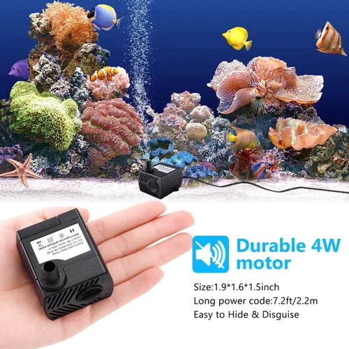 Miniatura 4 de CWKJ Bomba de fuente, 2 paquetes de bomba de agua sumergible de 80 GPH(4 W, 300 L/H), bomba de agua duradera para fuente al aire libre con cable