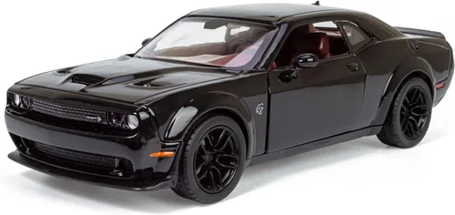 Miniatura 2 de All Star Toys 2018 Challenger SRT Hellcat Widebody Negro con interior rojo 1/24 Modelo de Diecast Motormax 79350 Edición Exclusiva