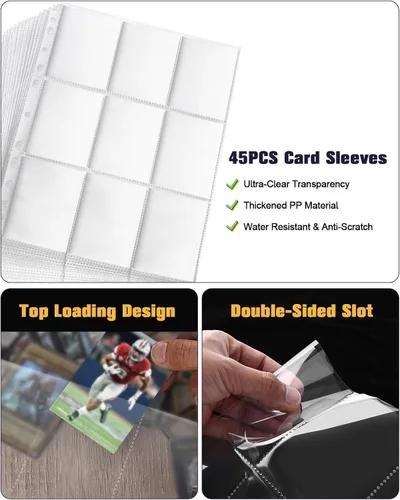 Miniatura 5 de Carpeta de tarjetas de fútbol con 9 bolsillos, soporte para tarjetas de fútbol, carpeta de tarjetas coleccionables, álbumes de tarjetas