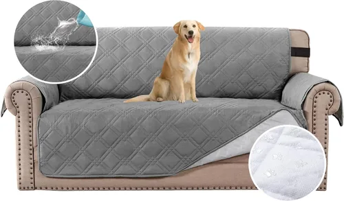 Miniatura 14 de H.VERSAILTEX Funda de sofá 100% impermeable, lavable, antideslizante, para 3 cojines, protector de muebles para mascotas, fundas de sofá