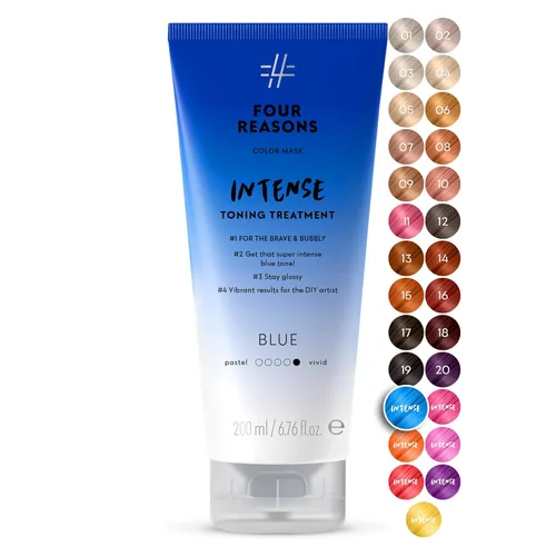 Four Reasons Máscara de Color INTENSE - Azul - (27 Colores) Tratamiento de Tonificación Intensiva - Acondicionador Depositante de Color - Tinte Azul