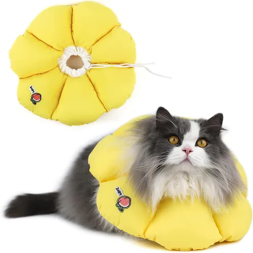 Miniatura 9 de Collar de cono de gato, lindo collar de recuperación impermeable para gatos, antimordeduras, cicatrización de heridas, collar isabelino para gatos