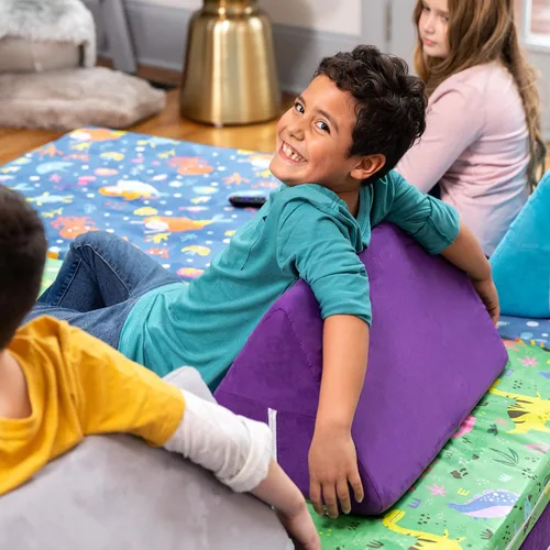 Miniatura 6 de Jaxx Playscape - Imaginativo juego de muebles modulares/sofá - Patrones divertidos para niños (arco iris/rosa)
