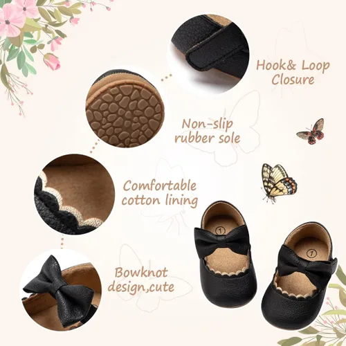 Miniatura 6 de HsdsBebe Mary Jane - Zapatos planos con lazo antideslizante y suela suave para niñas pequeñas zapatos de vestir para bodas