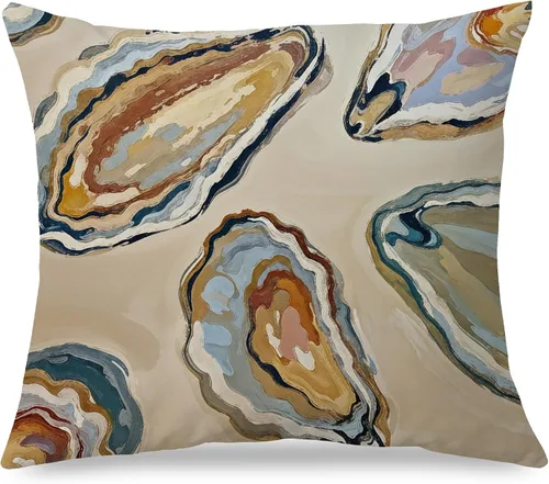 Miniatura 23 de Fundas de almohada costeras de langosta, fundas de almohada náuticas de langosta roja de Nueva Inglaterra con rayas azules y blancas para casa