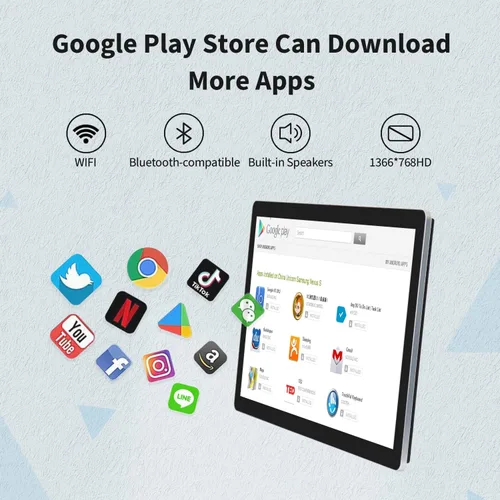 Miniatura 3 de Tablet con monitor de pantalla táctil Android 11 de 18.5 pulgadas, FHD 16:9 1080P, WiFi y BT, altavoces incorporados, RK3568 2GB RAM y 32GB ROM