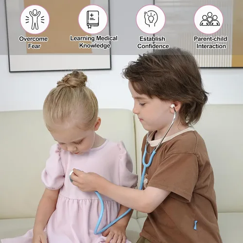 Miniatura 4 de Phobby Juguete de estetoscopio para niños, paquete de 10 juguetes de estetoscopio de trabajo real para niños pequeños de 3, 4, 5, juego de doctor