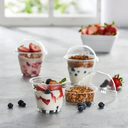 Miniatura 2 de ELEGANT DISPOSABLES Vasos de plástico para parfait de 9 onzas con insertos y tapas de 2 onzas, 50, juegos de recipientes de yogur de 9 onzas