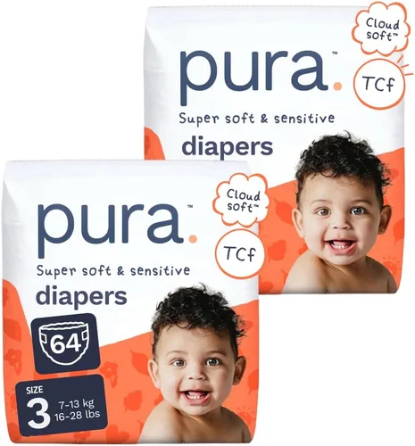 Miniatura 21 de Pura Pañales ecológicos talla 7 (33+libras) hipoalergénicos, TCF, algodón orgánico suave, sostenible, hasta 12 horas de protección contra fugas