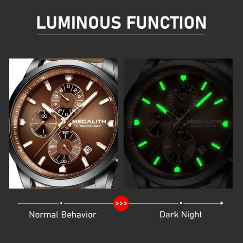 Miniatura 3 de MEGALITH Wrist Watches for Men Luxury: Dress Silver Stainless Steel Chronograph Watch Waterproof - Gift for Husband Father at Birthday Anniversary