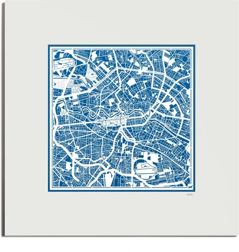 Miniatura 26 de O3 Design Studio Mapa de corte de papel Madrid negro mate de 20 x 20 pulgadas