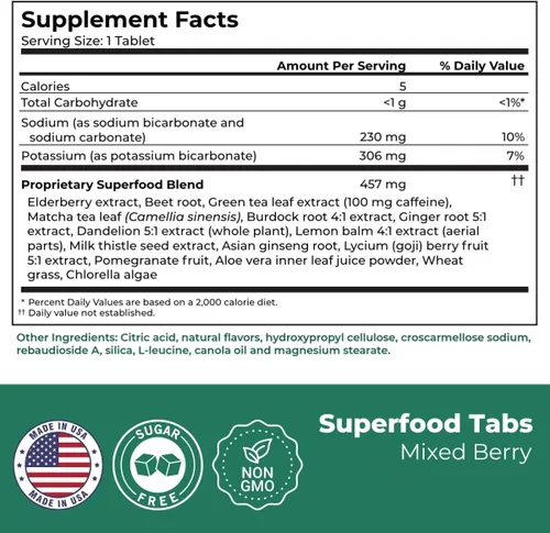 Miniatura 6 de Skinnytabs – Tabletas efervescentes depurativas - 15 Superalimentos totalmente naturales, sin laxantes, 30 porciones - Sin azúcar, bajas