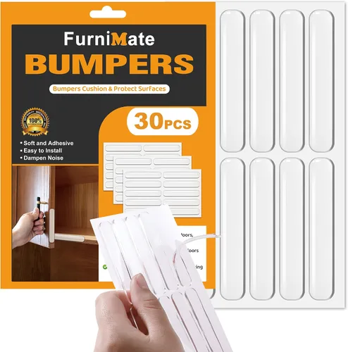 Miniatura 9 de 4 piezas de topes largos para muebles - Protectores de pared, tope de puerta de refrigerador, 5.5x0.7x0.2 pulgadas
