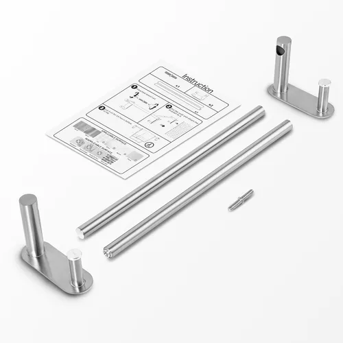 Miniatura 8 de Toallero adhesivo de 24 pulgadas – Toallero de acero inoxidable para baño, soporte de toalla sin perforaciones con 2 ganchos, níquel cepillado